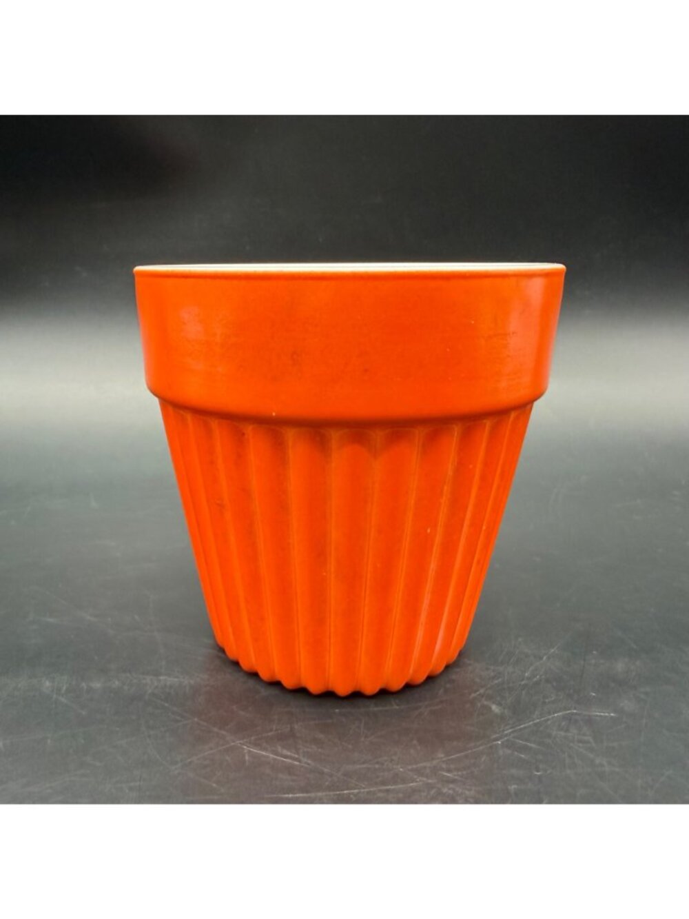 Vintage Planter Ribbed Flower Pot Milk Glass Hazel Atlas Moderntone Platonite - Picture 4 of 14